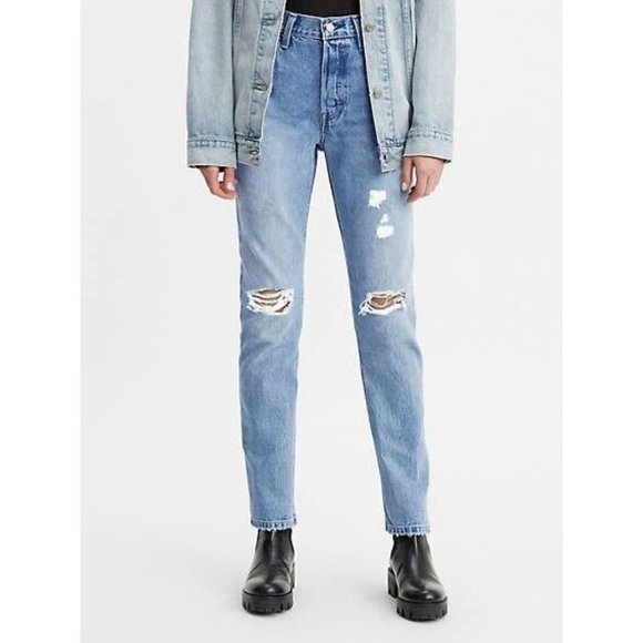 Levi's Women's Premium 501 High Rise Straight Jean Distressed Athens Crown 30x30 - Picture 2 of 10